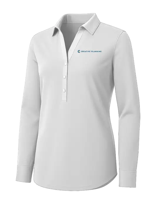 Womens White City Stretch Shirt w/Creative Planning Logo