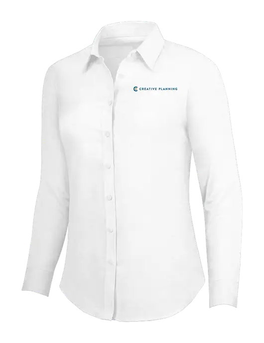 White Womens SuperPro Oxford Shirt w/Creative Planning Logo