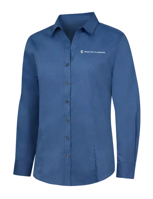 Light Navy Womens Crosshatch Easy Care Shirt w/Creative Planning Logo