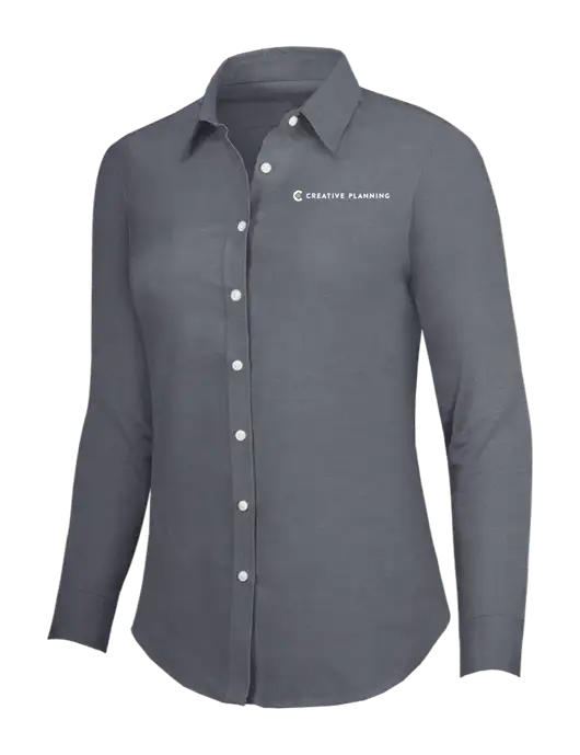 Dark Grey Womens SuperPro Oxford Shirt w/Creative Planning Logo
