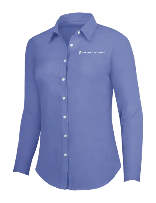 Navy Womens SuperPro Oxford Shirt w/Creative Planning Logo