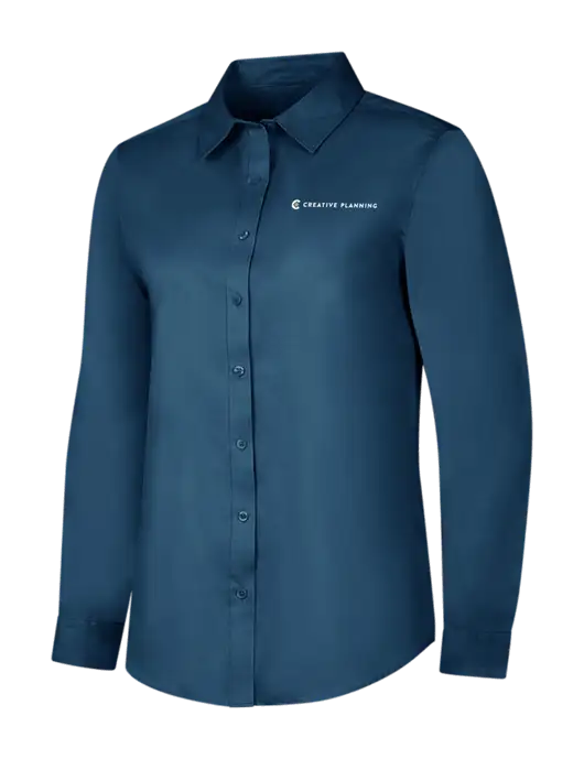 Light Navy Womens Long Sleeve Superpro React Twill Shirt w/Creative Planning Logo
