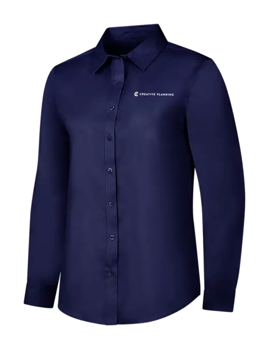 Navy Womens Long Sleeve Superpro React Twill Shirt w/Creative Planning Logo