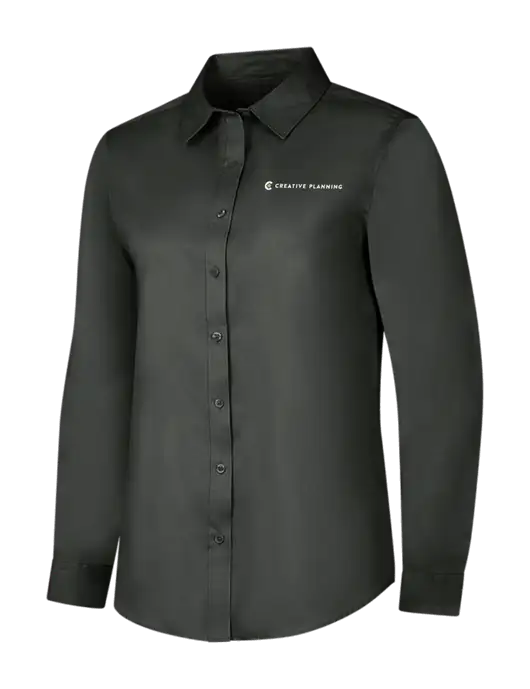 Dark Grey Womens Long Sleeve Superpro React Twill Shirt w/Creative Planning Logo