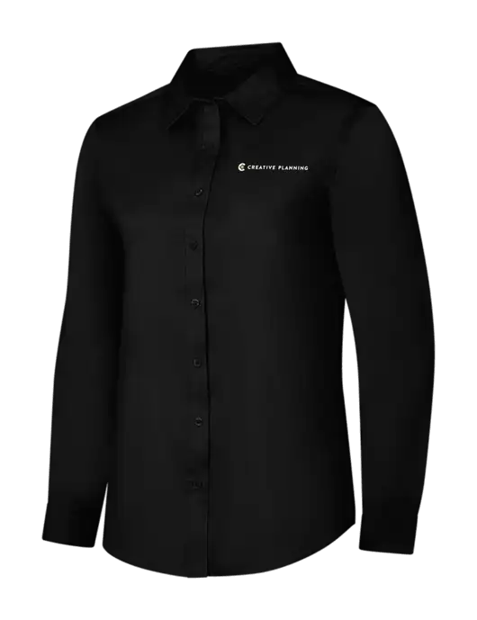 Womens Black Long Sleeve Superpro React Twill Shirt w/Creative Planning Logo