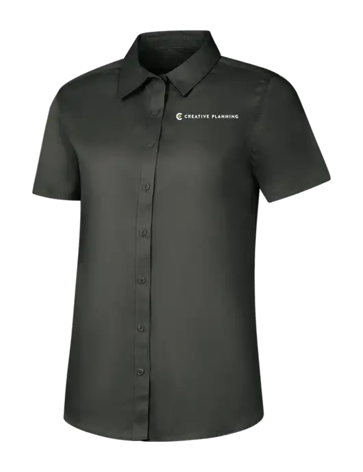 Womens Dark Grey Short Sleeve Superpro React Twill Shirt w/Creative Planning Logo