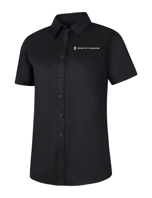 Womens Black Short Sleeve Superpro React Twill Shirt w/Creative Planning Logo