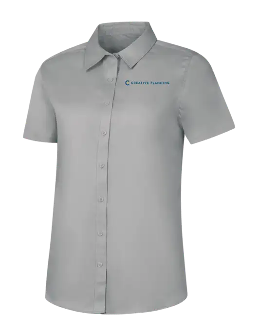 Womens Light Grey Short Sleeve Superpro React Twill Shirt w/Creative Planning Logo
