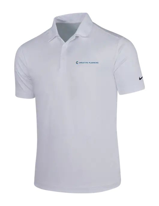 NIKE White Dri-Fit Vertical Mesh Polo w/Creative Planning Logo