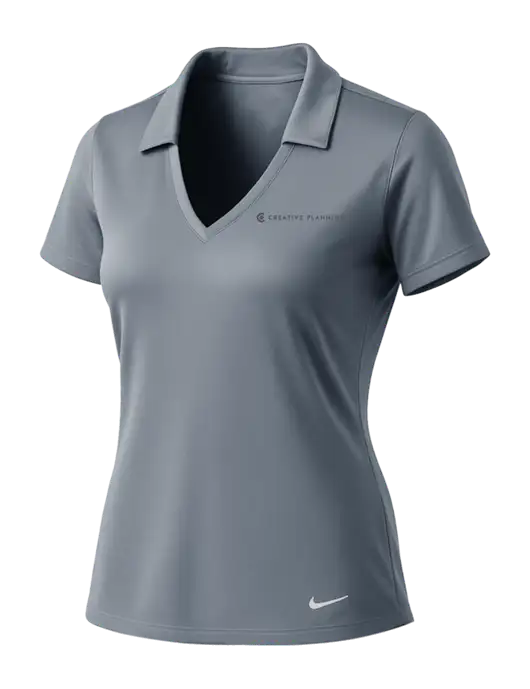 NIKE Medium Grey Womens Dri-Fit Vertical Mesh Polo w/Creative Planning Logo