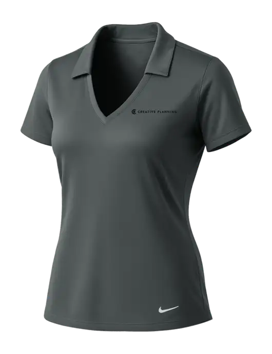 NIKE Dark Grey Womens Dri-Fit Vertical Mesh Polo w/Creative Planning Logo
