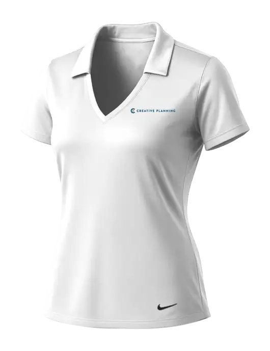 NIKE White Womens Dri-Fit Vertical Mesh Polo w/Creative Planning Logo