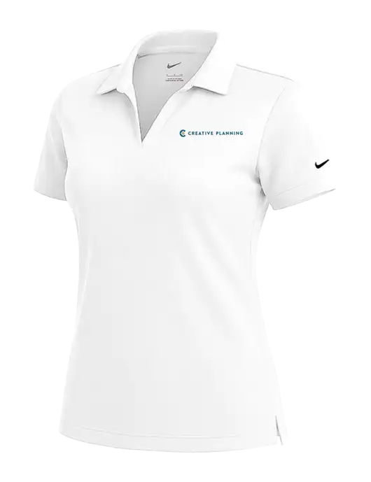 NIKE White Womens Dri-Fit Micro Pique Polo w/Creative Planning Logo