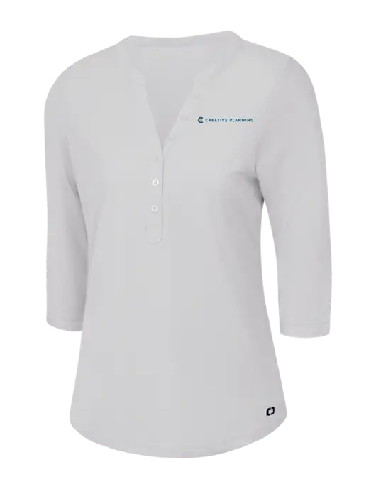 OGIO Bright White Jewel Henley w/Creative Planning Logo