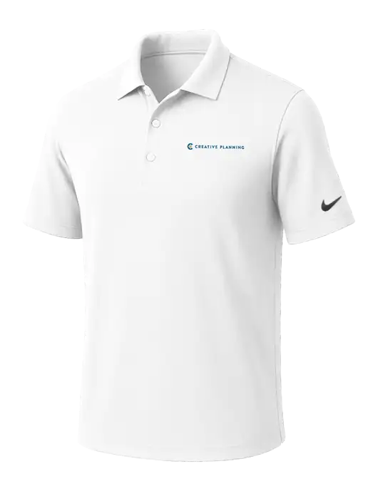 NIKE White Dri-Fit Micro Pique Polo w/Creative Planning Logo