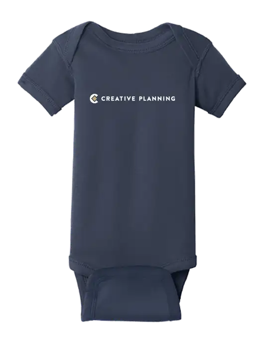Rabbit Skins Navy Infant Short Sleeve Baby Rib Bodysuit w/Creative Planning Logo