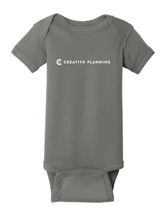 Rabbit Skins Charcoal Infant Short Sleeve Baby Rib Bodysuit w/Creative Planning Logo