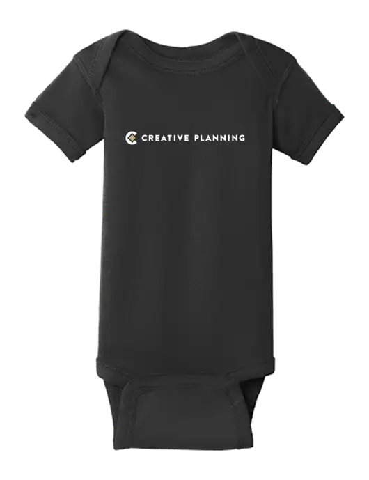 Rabbit Skins Black Infant Short Sleeve Baby Rib Bodysuit w/Creative Planning Logo