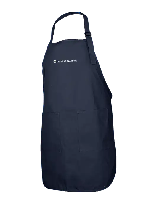 Full-Length Navy Apron With Pockets w/Creative Planning Logo