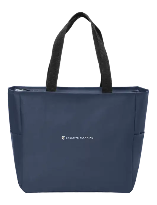 Everyday Navy Zip Tote  w/Creative Planning Logo