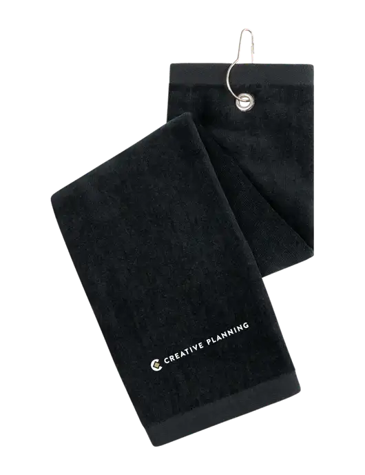 Black Tri-Fold Golf Towel with Grommet w/Creative Planning Logo