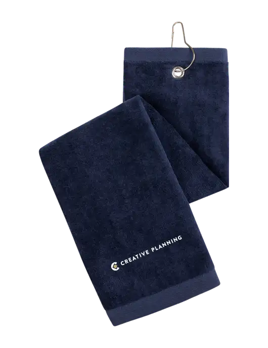 Navy Tri-Fold Golf Towel with Grommet w/Creative Planning Logo