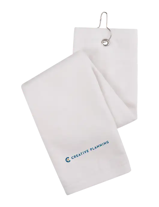 White Tri-Fold Golf Towel with Grommet w/Creative Planning Logo