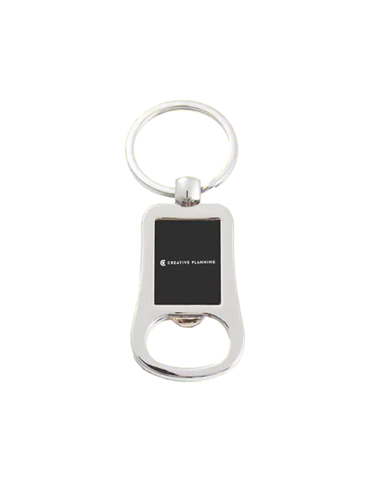 Silver & Black Bottle Opener Keychain w/Creative Planning Logo