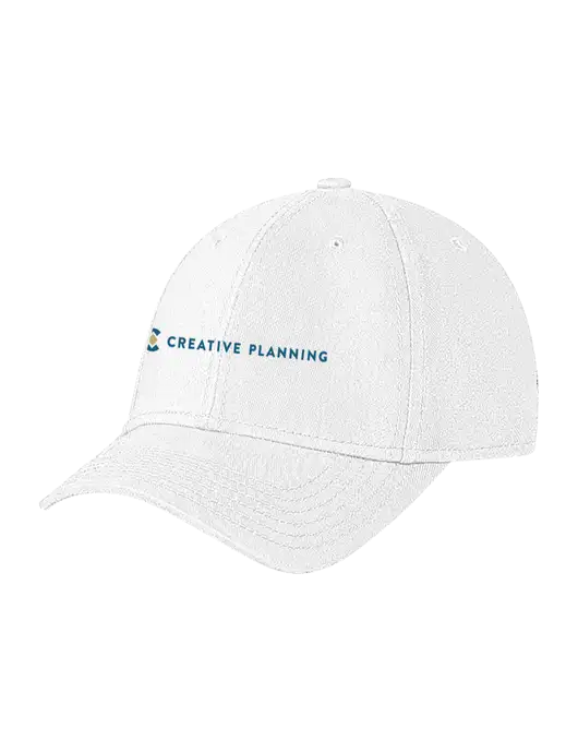 White Structured Soft Snap Closure Hook & Loop Cap w/Creative Planning Logo