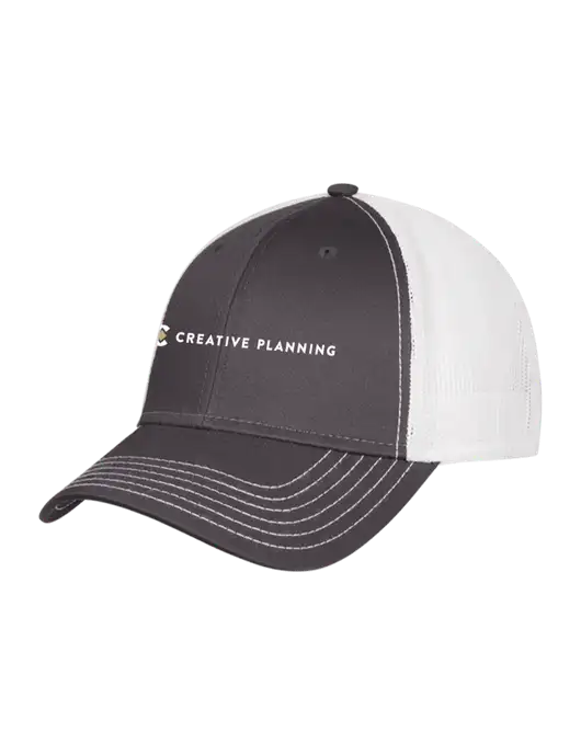 Dark Grey/White Mesh Trucker Cap Snap Back w/Creative Planning Logo