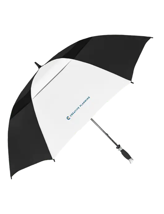 Black/White Vented Typhoon Tamer Golf Umbrella w/Creative Planning Logo