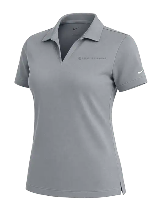 NIKE Medium Grey Womens Dri-Fit Micro Pique Polo w/Creative Planning Logo