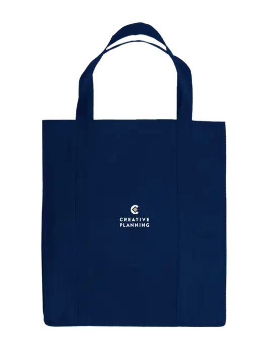 Eco Reusable Jumbo Navy Blue Shopping Bag w/Creative Planning Logo