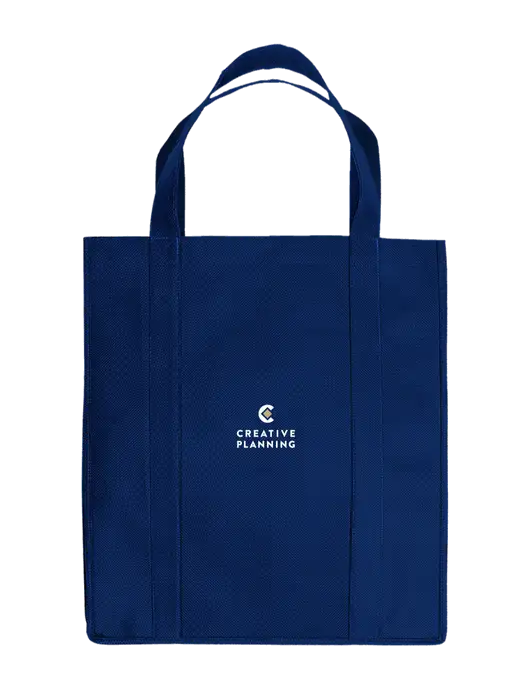 Eco Reusable Jumbo Navy Blue Shopping Bag w/Creative Planning Logo