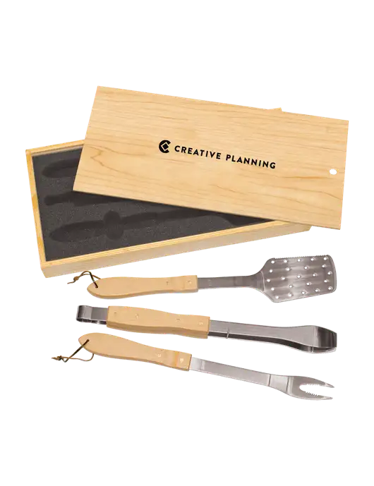 Wood BBQ Gift Set w/Creative Planning Logo