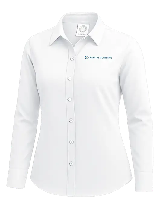 Brooks Brothers Womens White Wrinkle-Free Stretch Nailhead Shirt w/Creative Planning Logo