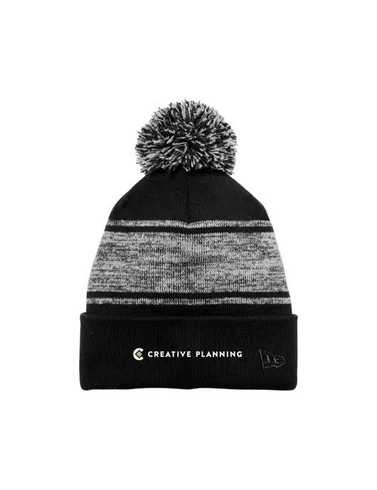 New Era Black/Charcoal Knit Chilled Pom Beanie w/Creative Planning Logo