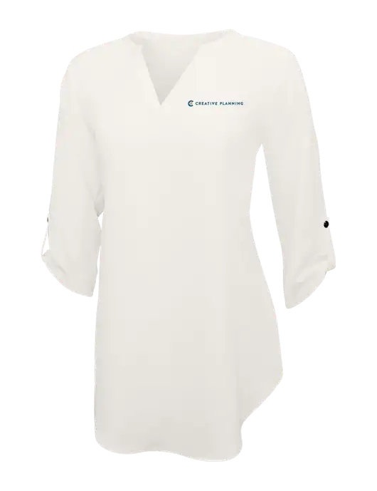 Ivory Womens 3/4 Sleeve Tunic Blouse w/Creative Planning Logo