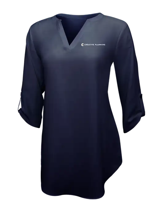 Navy Womens 3/4 Sleeve Tunic Blouse w/Creative Planning Logo