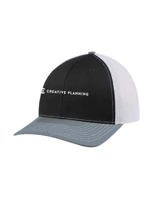 Richardson Adjustable Snapback Original 112 Trucker Cap Black/Light Heather Grey/White Mesh w/Creative Planning Logo