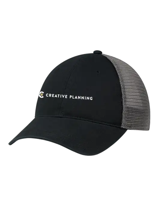 Richardson 111 Garment Washed Trucker Cap Black w/Charcoal Mesh w/Creative Planning Logo