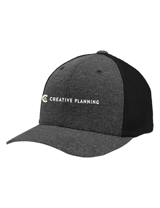 Flexfit Black/Dark Charcoal Heather Melange Mesh Back Trucker Cap w/Creative Planning Logo