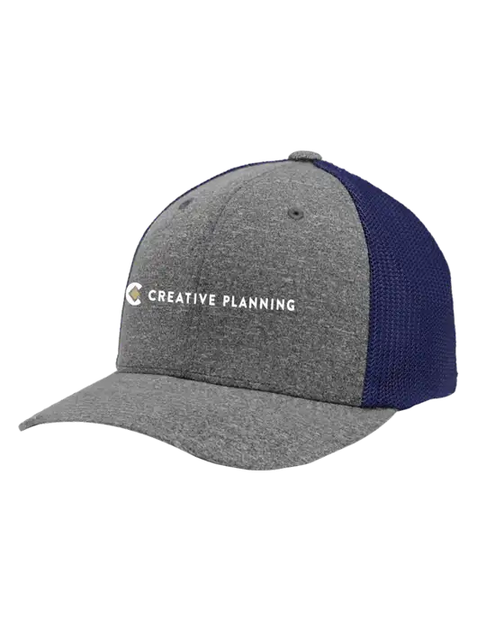Flexfit Navy/Medium Grey Heather Melange Mesh Back Trucker Cap w/Creative Planning Logo