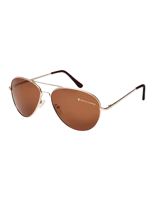 Aviator Coffee Brown with Gold Sunglasses  w/Creative Planning Logo