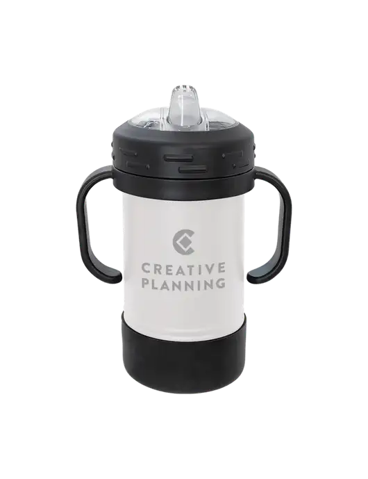Polar Camel 10 oz Powder Coated White Sippy Cup w/Creative Planning Logo