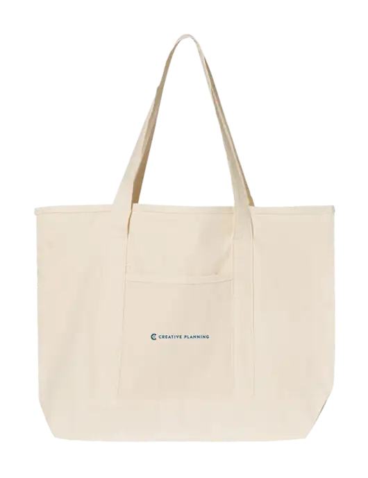 Natural Large Canvas Deluxe Tote w/Creative Planning Logo
