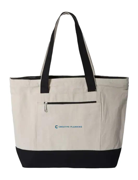 Natural/Black Zippered Tote  w/Creative Planning Logo