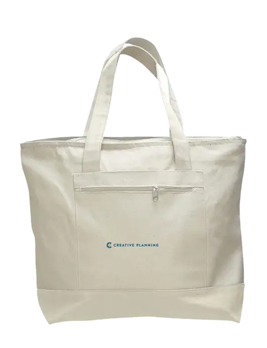 Natural Zippered Tote  w/Creative Planning Logo