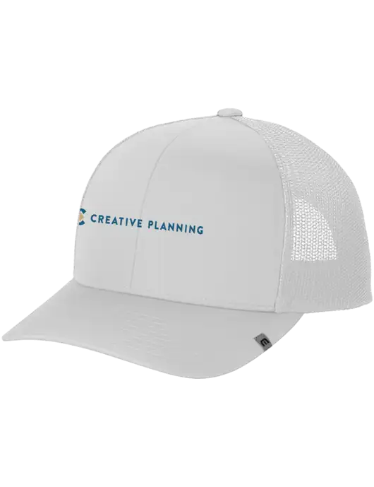 TravisMathew White Cruz Trucker Cap w/Creative Planning Logo