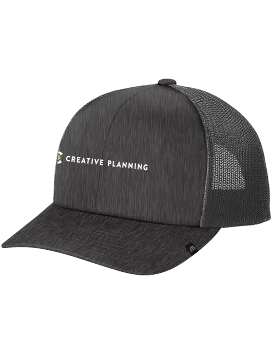 TravisMathew Very Dark Grey Heather Cruz Trucker Cap w/Creative Planning Logo